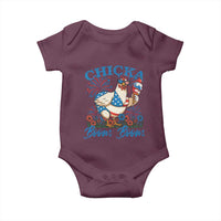 Funny Chicka Boom Boom 4th Of July Baby Onesie Patriotic Farmers Chicken Lover - Wonder Print Shop