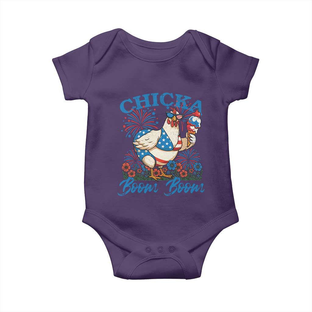 Funny Chicka Boom Boom 4th Of July Baby Onesie Patriotic Farmers Chicken Lover - Wonder Print Shop