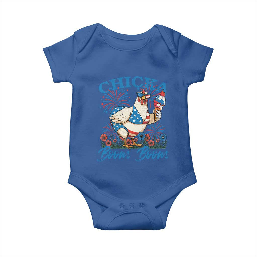 Funny Chicka Boom Boom 4th Of July Baby Onesie Patriotic Farmers Chicken Lover - Wonder Print Shop