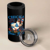Funny Chicka Boom Boom 4th Of July 4 in 1 Can Cooler Tumbler Patriotic Farmers Chicken Lover - Wonder Print Shop
