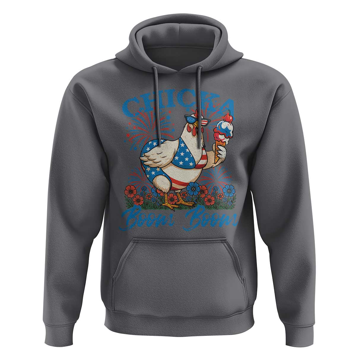 Funny Chicka Boom Boom 4th Of July Hoodie Patriotic Farmers Chicken Lover - Wonder Print Shop