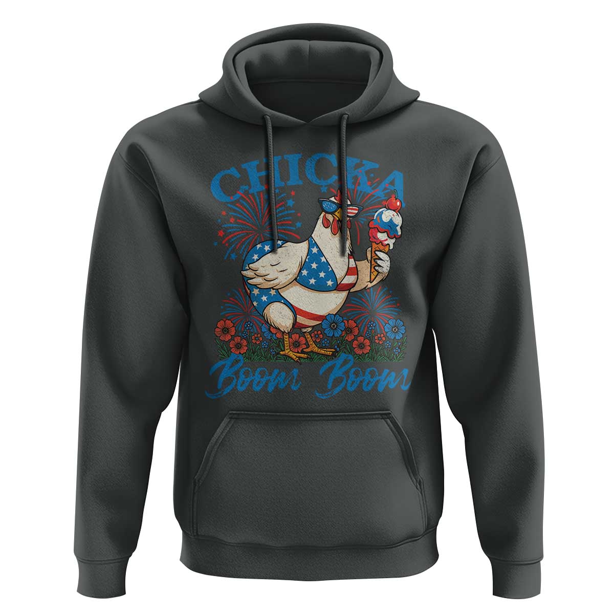 Funny Chicka Boom Boom 4th Of July Hoodie Patriotic Farmers Chicken Lover - Wonder Print Shop