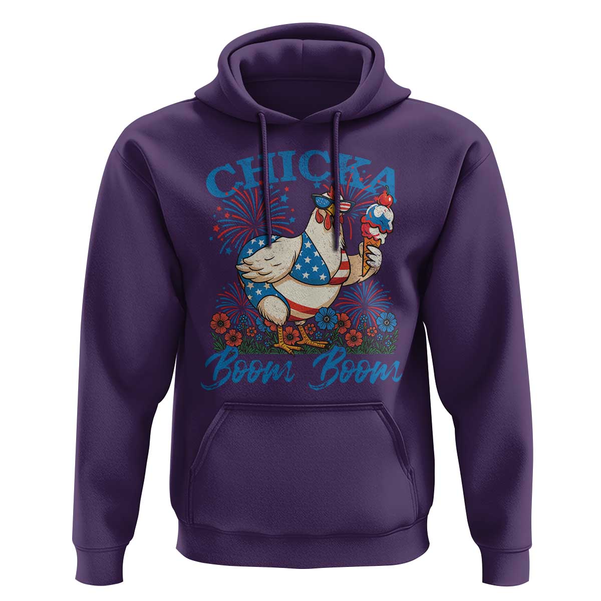 Funny Chicka Boom Boom 4th Of July Hoodie Patriotic Farmers Chicken Lover - Wonder Print Shop