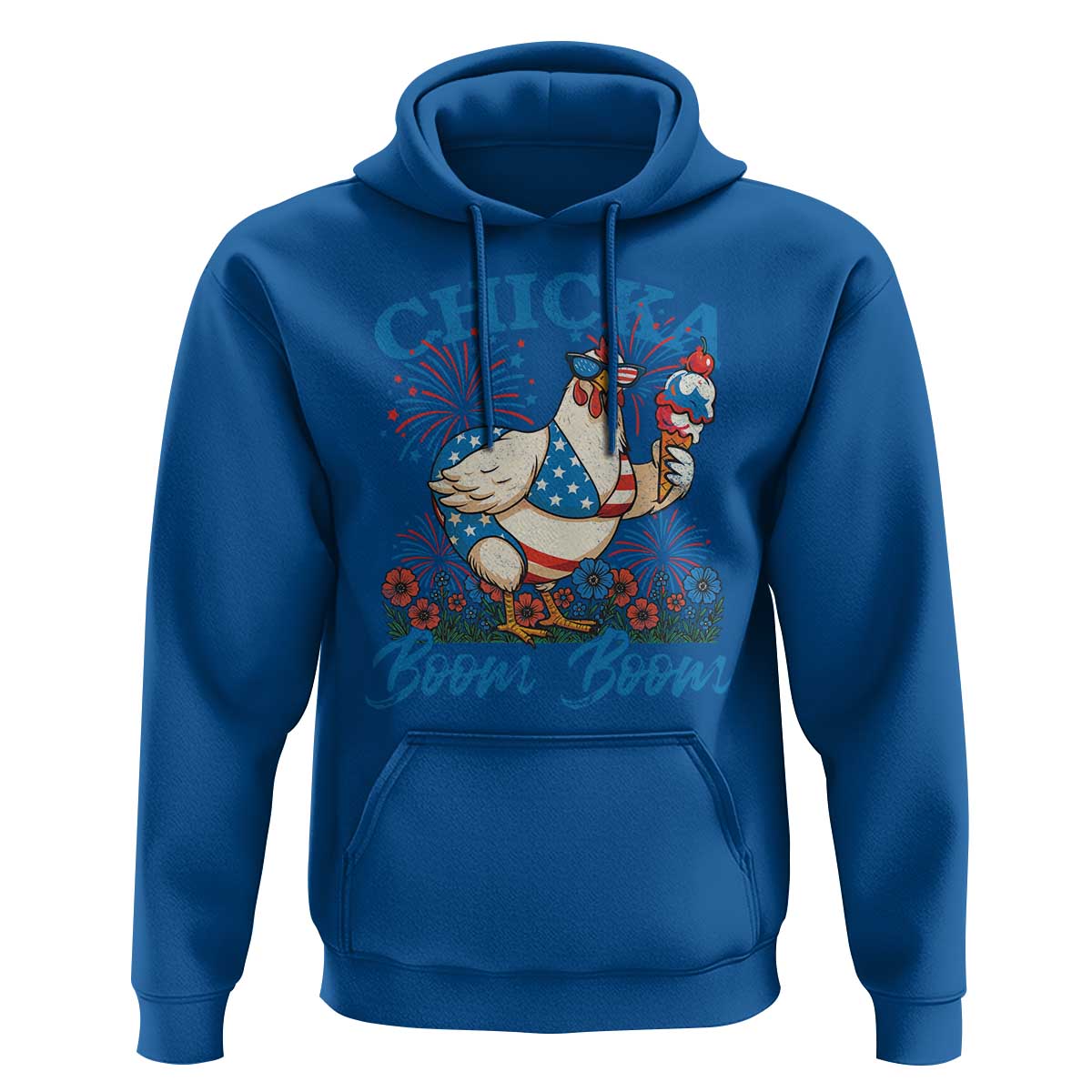 Funny Chicka Boom Boom 4th Of July Hoodie Patriotic Farmers Chicken Lover - Wonder Print Shop