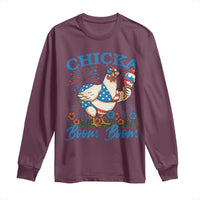 Funny Chicka Boom Boom 4th Of July Long Sleeve Shirt Patriotic Farmers Chicken Lover - Wonder Print Shop