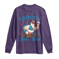 Funny Chicka Boom Boom 4th Of July Long Sleeve Shirt Patriotic Farmers Chicken Lover - Wonder Print Shop