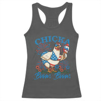 Funny Chicka Boom Boom 4th Of July Racerback Tank Top Patriotic Farmers Chicken Lover - Wonder Print Shop