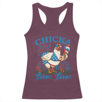Funny Chicka Boom Boom 4th Of July Racerback Tank Top Patriotic Farmers Chicken Lover - Wonder Print Shop