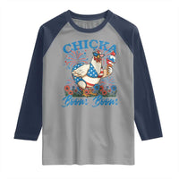 Funny Chicka Boom Boom 4th Of July Raglan Shirt Patriotic Farmers Chicken Lover - Wonder Print Shop
