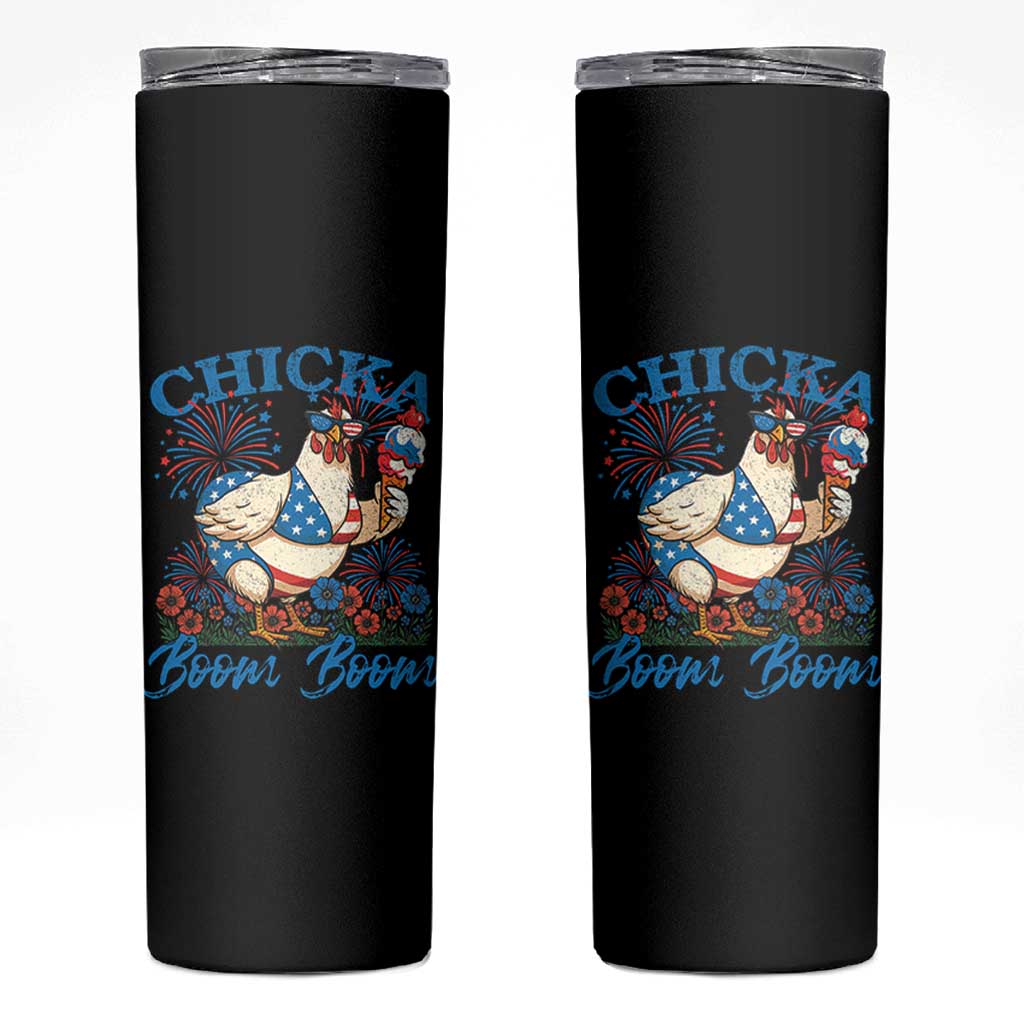 Funny Chicka Boom Boom 4th Of July Skinny Tumbler Patriotic Farmers Chicken Lover - Wonder Print Shop
