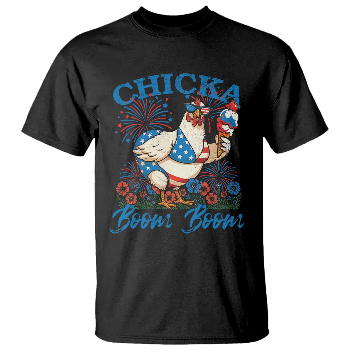 Funny Chicka Boom Boom 4th Of July T Shirt Patriotic Farmers Chicken Lover - Wonder Print Shop