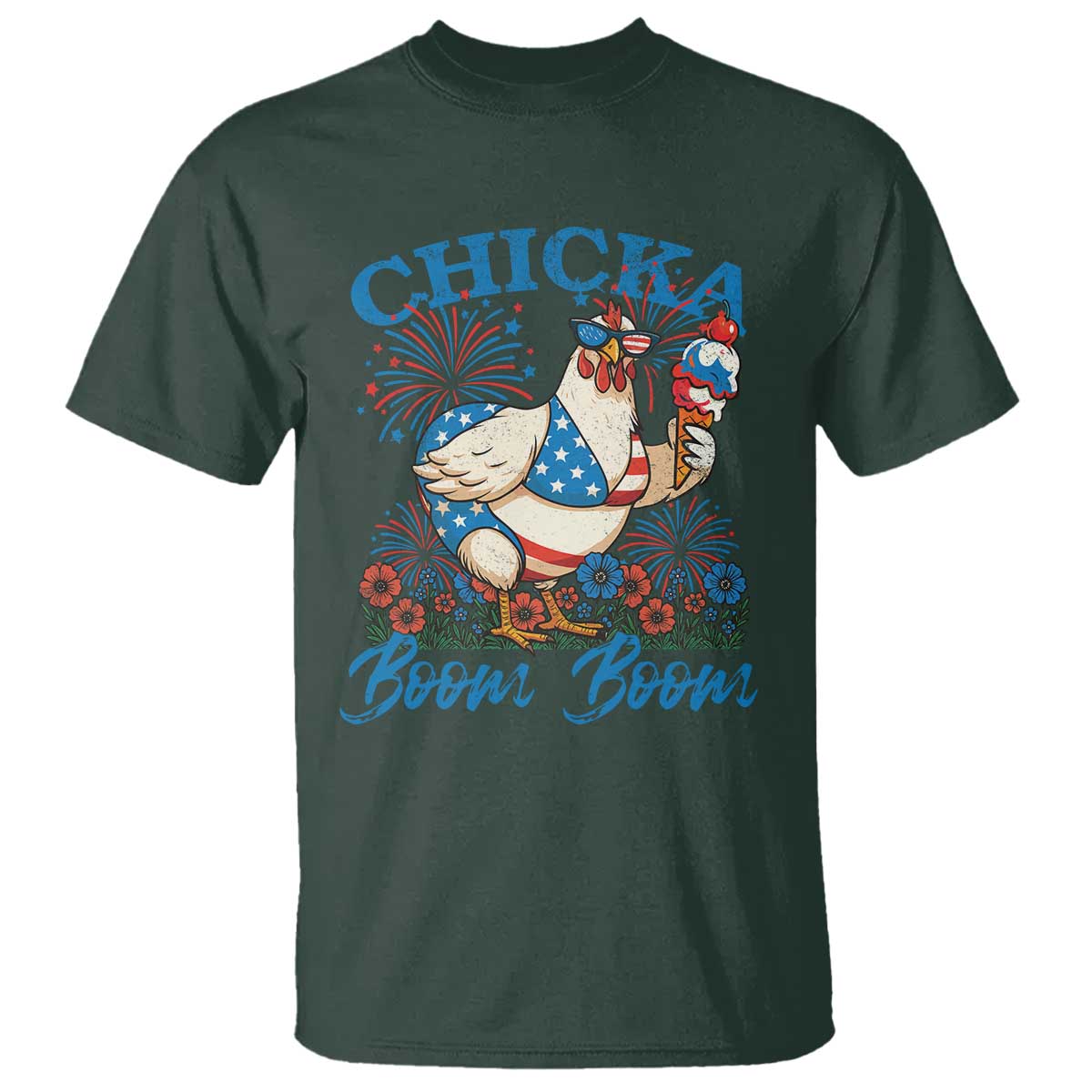 Funny Chicka Boom Boom 4th Of July T Shirt Patriotic Farmers Chicken Lover - Wonder Print Shop