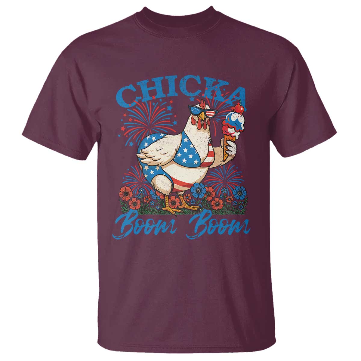 Funny Chicka Boom Boom 4th Of July T Shirt Patriotic Farmers Chicken Lover - Wonder Print Shop