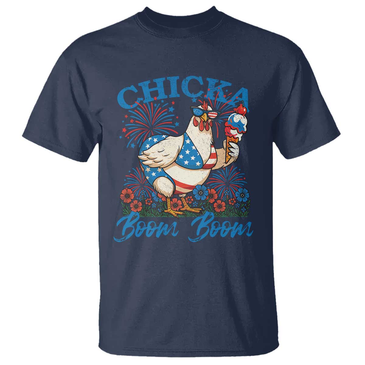 Funny Chicka Boom Boom 4th Of July T Shirt Patriotic Farmers Chicken Lover - Wonder Print Shop