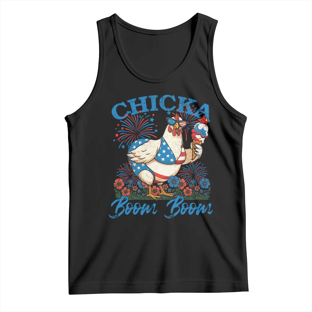 Funny Chicka Boom Boom 4th Of July Tank Top Patriotic Farmers Chicken Lover - Wonder Print Shop