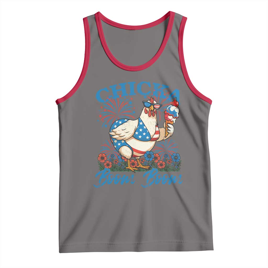 Funny Chicka Boom Boom 4th Of July Tank Top Patriotic Farmers Chicken Lover - Wonder Print Shop