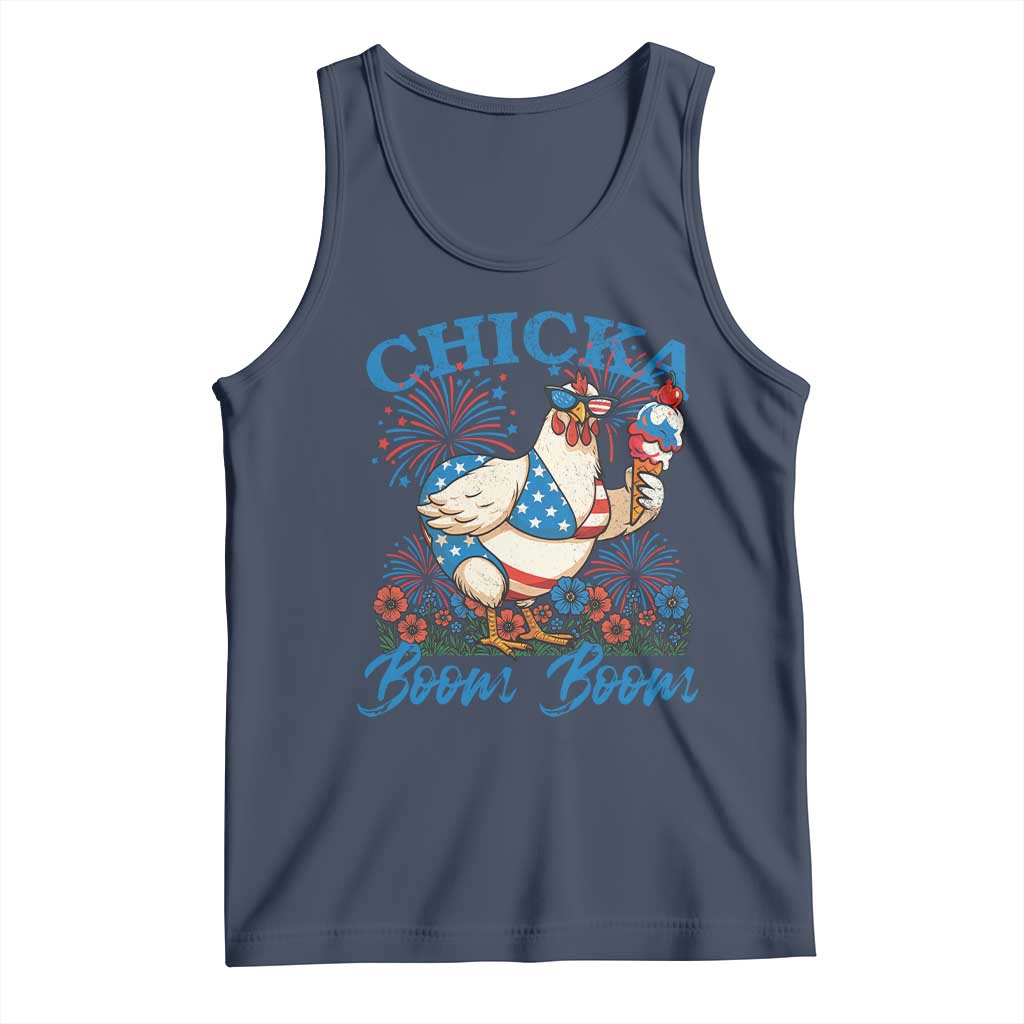Funny Chicka Boom Boom 4th Of July Tank Top Patriotic Farmers Chicken Lover - Wonder Print Shop