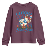 Funny Chicka Boom Boom 4th Of July Youth Sweatshirt Patriotic Farmers Chicken Lover - Wonder Print Shop