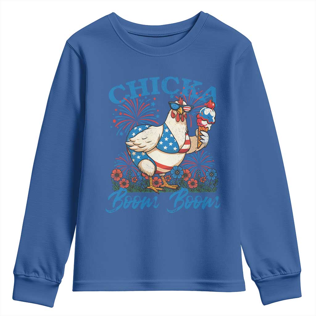 Funny Chicka Boom Boom 4th Of July Youth Sweatshirt Patriotic Farmers Chicken Lover - Wonder Print Shop