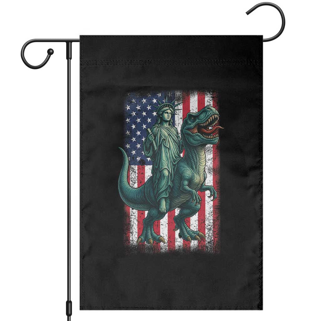 Funny Dinosaur Statue Of Liberty 4th Of July Garden Flag American Flag - Wonder Print Shop