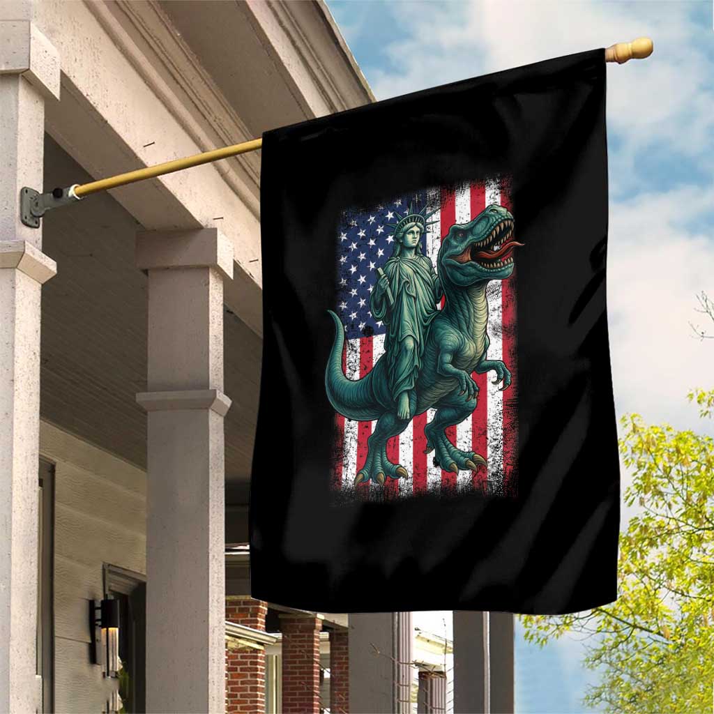 Funny Dinosaur Statue Of Liberty 4th Of July Garden Flag American Flag - Wonder Print Shop