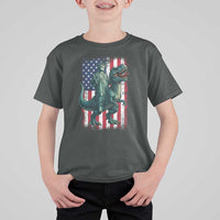 Funny Dinosaur Statue Of Liberty 4th Of July T Shirt For Kid American Flag - Wonder Print Shop