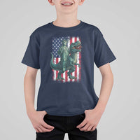 Funny Dinosaur Statue Of Liberty 4th Of July T Shirt For Kid American Flag - Wonder Print Shop