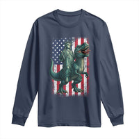 Funny Dinosaur Statue Of Liberty 4th Of July Long Sleeve Shirt American Flag - Wonder Print Shop