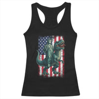 Funny Dinosaur Statue Of Liberty 4th Of July Racerback Tank Top American Flag - Wonder Print Shop