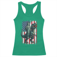 Funny Dinosaur Statue Of Liberty 4th Of July Racerback Tank Top American Flag - Wonder Print Shop
