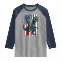 Funny Dinosaur Statue Of Liberty 4th Of July Raglan Shirt American Flag - Wonder Print Shop