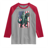 Funny Dinosaur Statue Of Liberty 4th Of July Raglan Shirt American Flag - Wonder Print Shop
