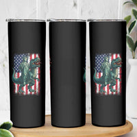 Funny Dinosaur Statue Of Liberty 4th Of July Skinny Tumbler American Flag - Wonder Print Shop