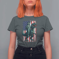 Funny Dinosaur Statue Of Liberty 4th Of July T Shirt For Women American Flag - Wonder Print Shop