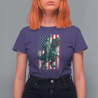 Funny Dinosaur Statue Of Liberty 4th Of July T Shirt For Women American Flag - Wonder Print Shop