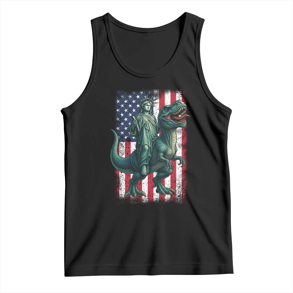 Funny Dinosaur Statue Of Liberty 4th Of July Tank Top American Flag - Wonder Print Shop