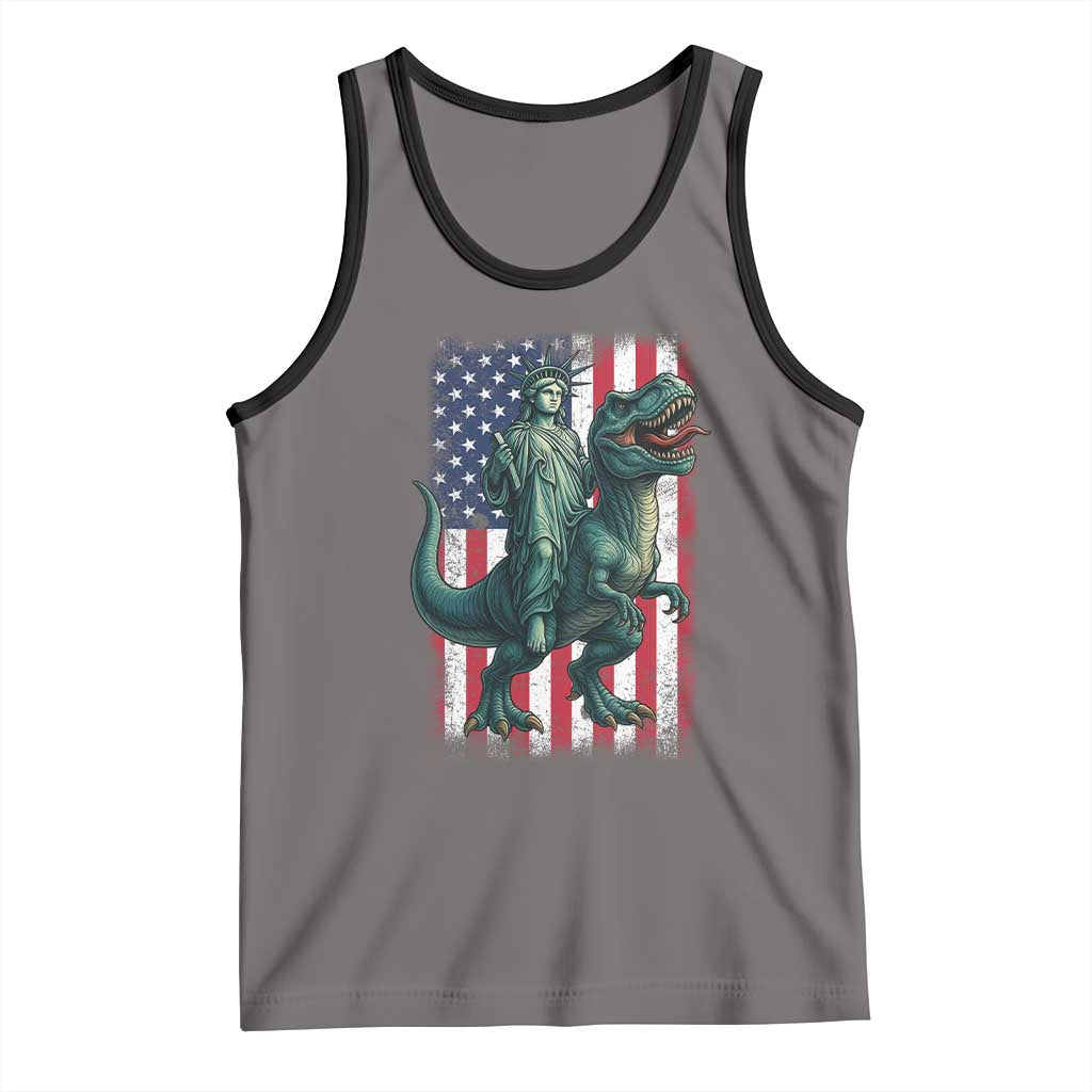 Funny Dinosaur Statue Of Liberty 4th Of July Tank Top American Flag - Wonder Print Shop