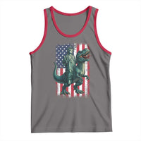 Funny Dinosaur Statue Of Liberty 4th Of July Tank Top American Flag - Wonder Print Shop