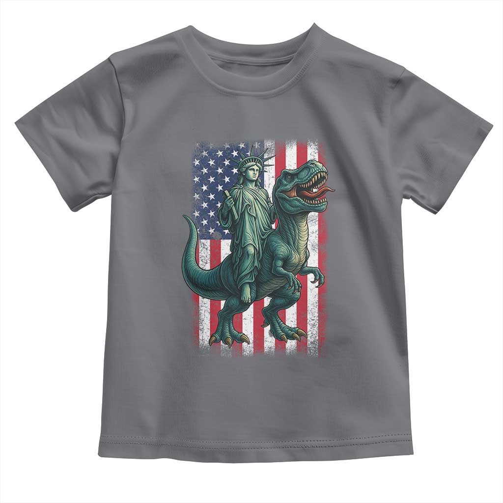 Funny Dinosaur Statue Of Liberty 4th Of July Toddler T Shirt American Flag - Wonder Print Shop