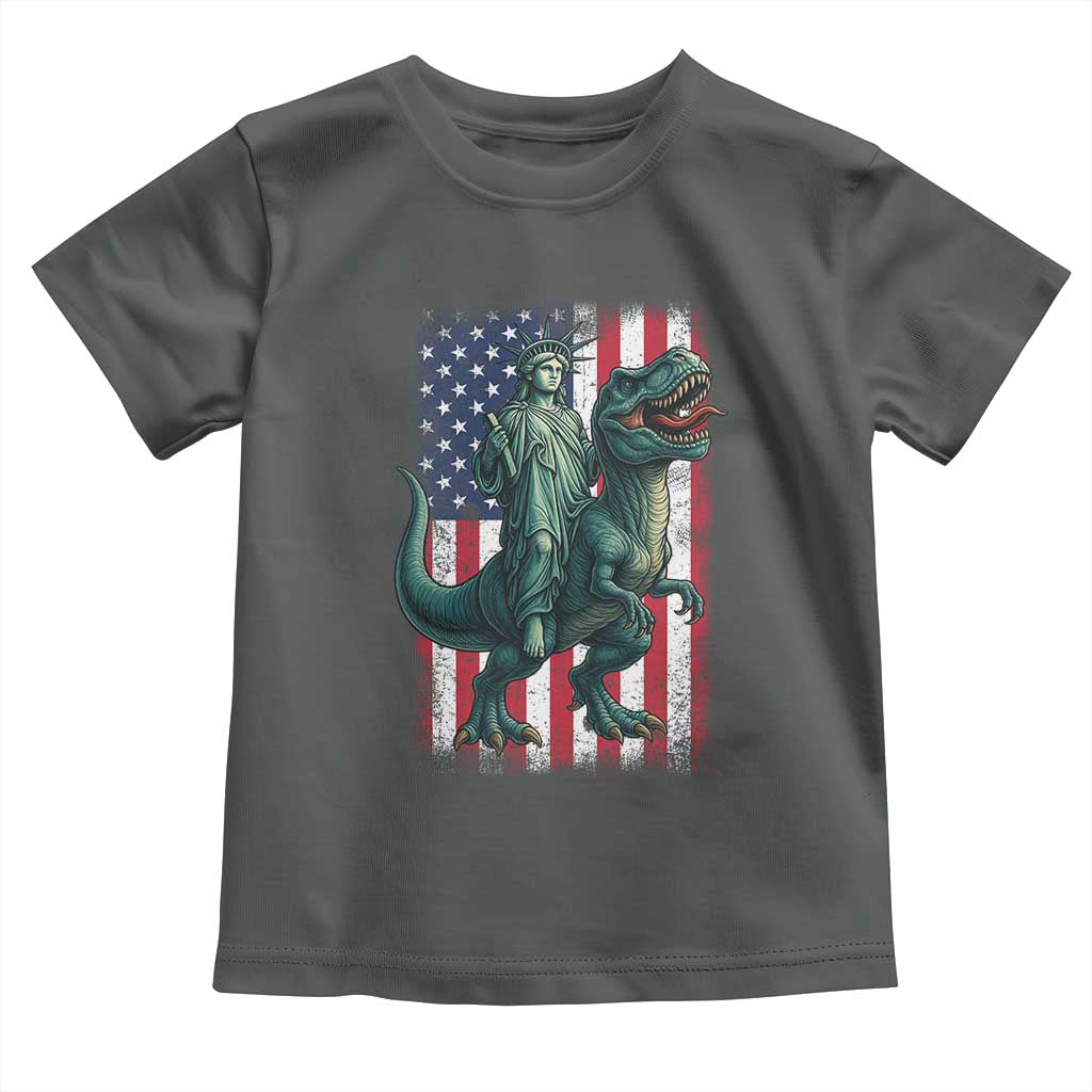 Funny Dinosaur Statue Of Liberty 4th Of July Toddler T Shirt American Flag - Wonder Print Shop