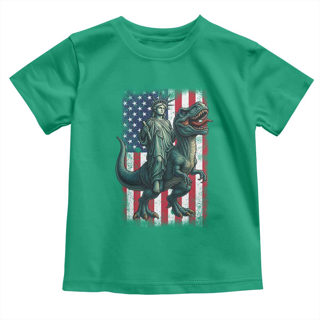 Funny Dinosaur Statue Of Liberty 4th Of July Toddler T Shirt American Flag - Wonder Print Shop