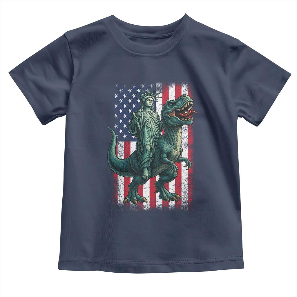 Funny Dinosaur Statue Of Liberty 4th Of July Toddler T Shirt American Flag - Wonder Print Shop