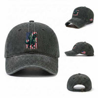 Funny Dinosaur Statue Of Liberty 4th Of July Washed Cotton Baseball Cap American Flag