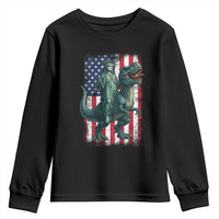 Funny Dinosaur Statue Of Liberty 4th Of July Youth Sweatshirt American Flag - Wonder Print Shop