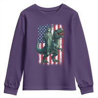 Funny Dinosaur Statue Of Liberty 4th Of July Youth Sweatshirt American Flag - Wonder Print Shop