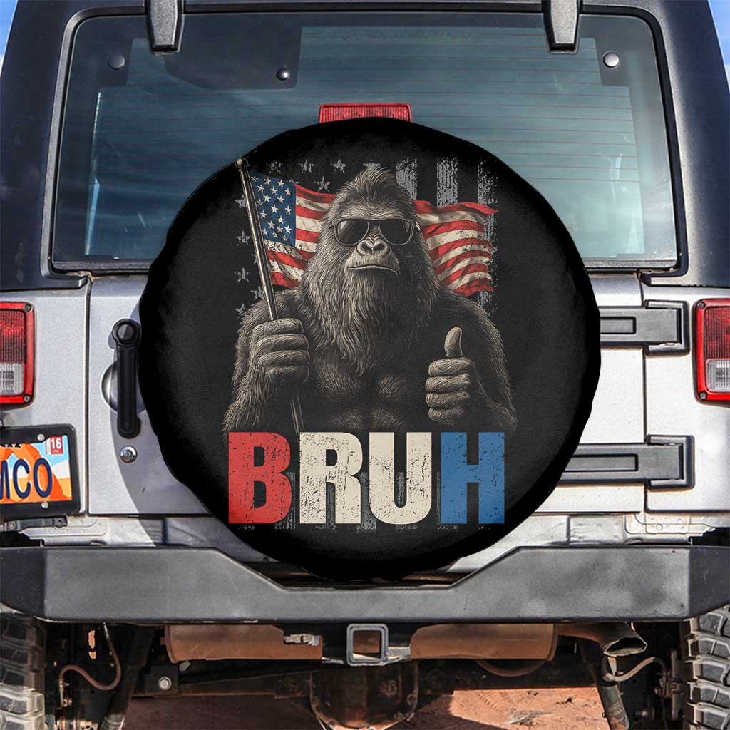 Funny 4th Of July Bigfoot Bruh Spare Tire Cover Patriotic Sasquatch American US Flag - Wonder Print Shop