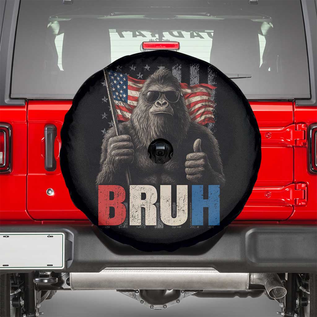 Funny 4th Of July Bigfoot Bruh Spare Tire Cover Patriotic Sasquatch American US Flag - Wonder Print Shop