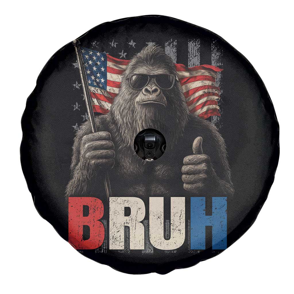 Funny 4th Of July Bigfoot Bruh Spare Tire Cover Patriotic Sasquatch American US Flag - Wonder Print Shop