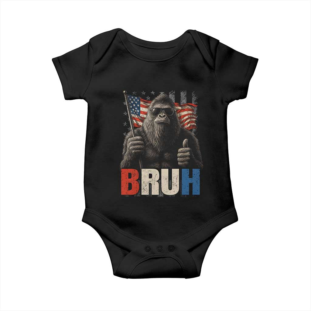 Funny 4th Of July Bigfoot Bruh Baby Onesie Patriotic Sasquatch American US Flag - Wonder Print Shop