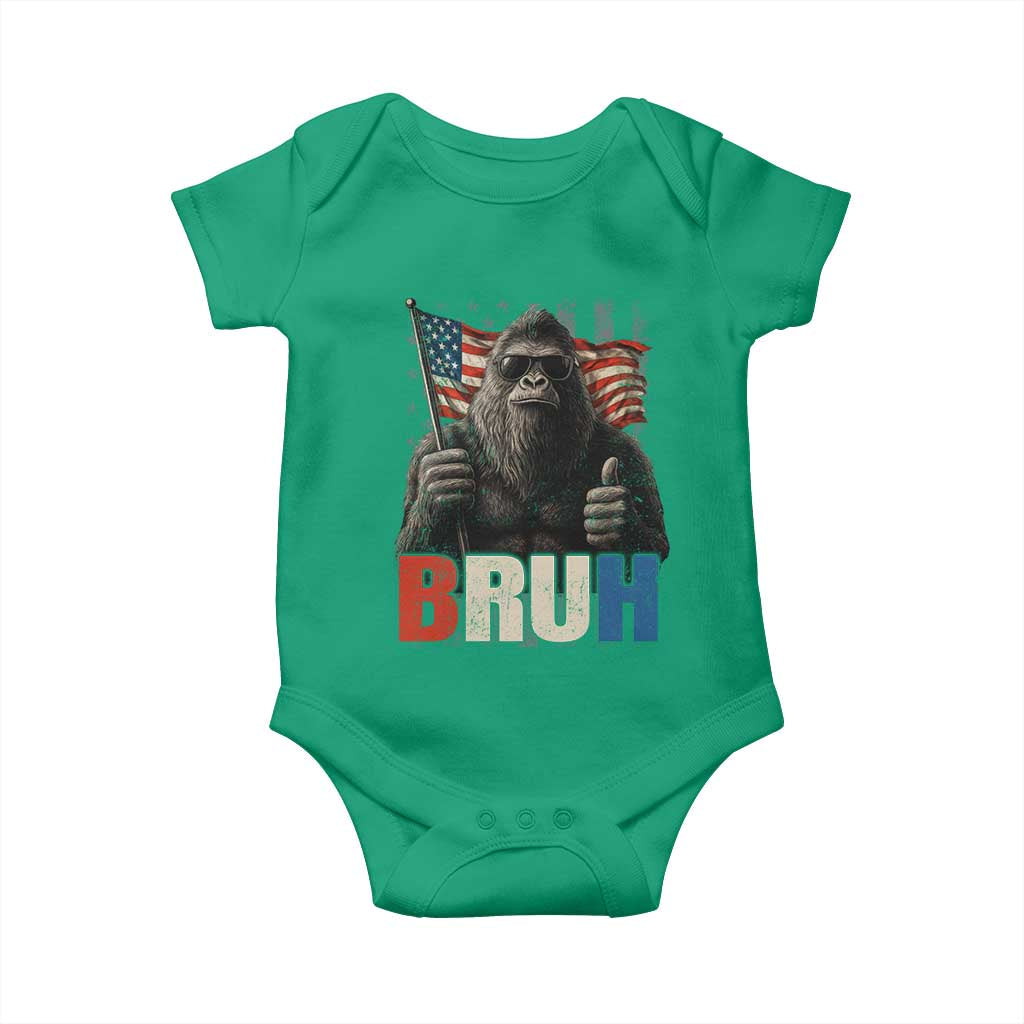 Funny 4th Of July Bigfoot Bruh Baby Onesie Patriotic Sasquatch American US Flag - Wonder Print Shop